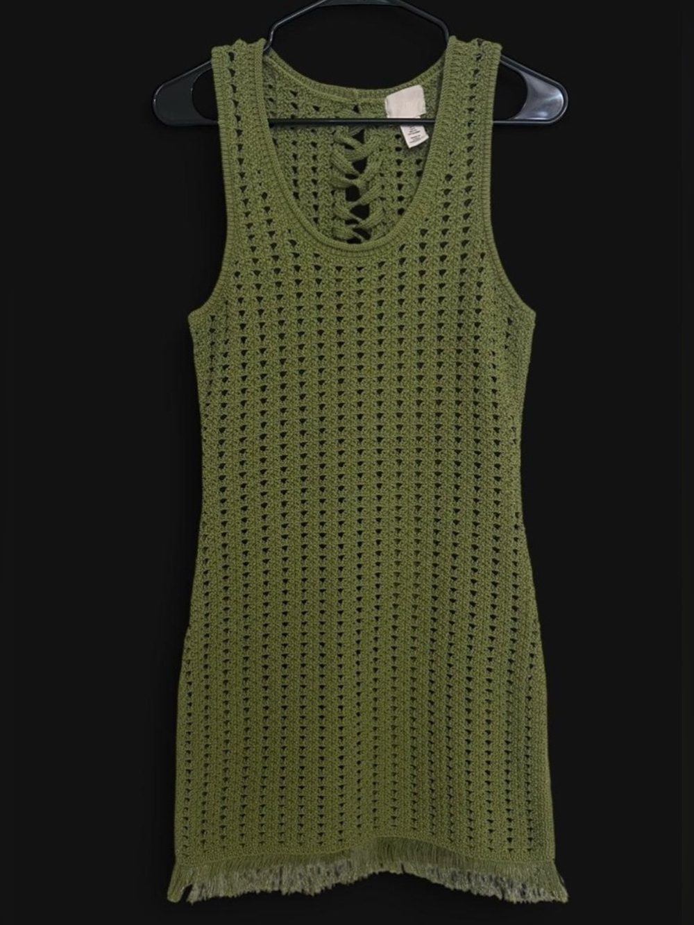 H&M Olive Green Crochet Mini Dress NWOT